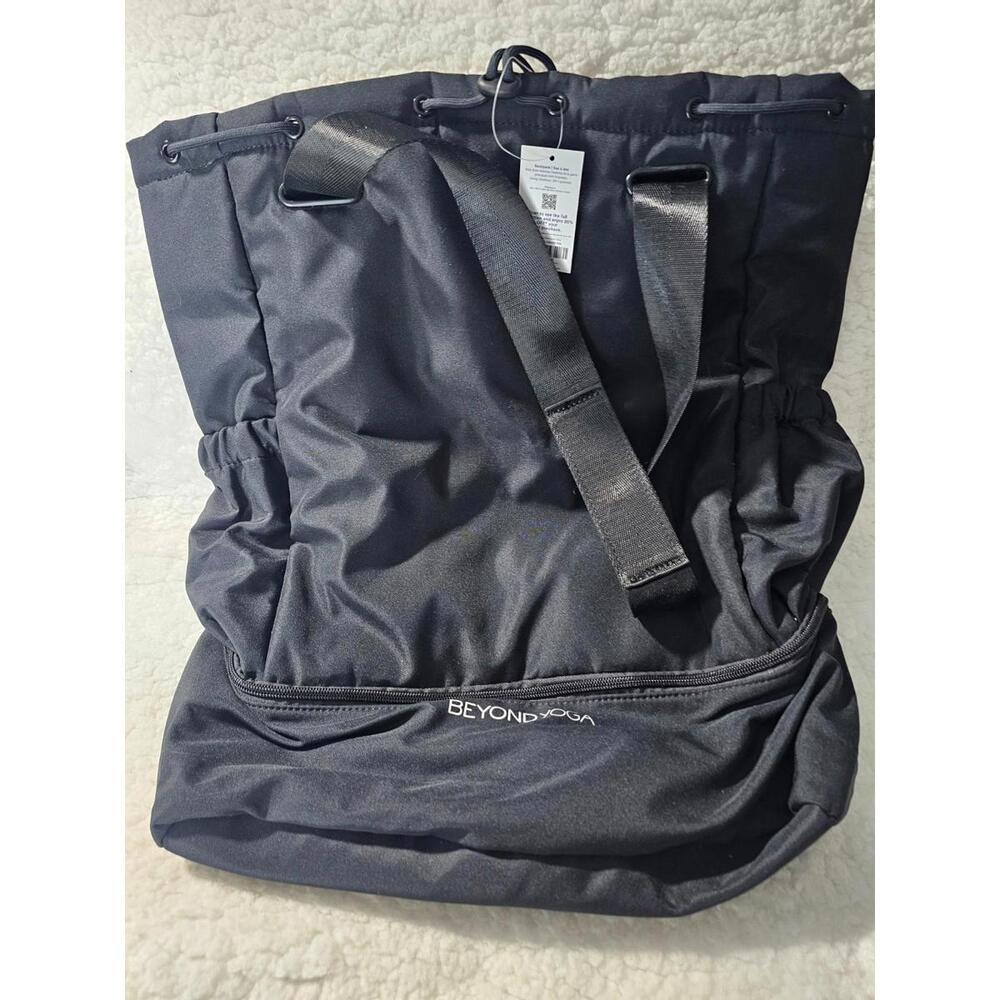 NWT New Beyond Yoga Backpack Drawstring Black GYM Exercise Storage Bag 18" X 17"